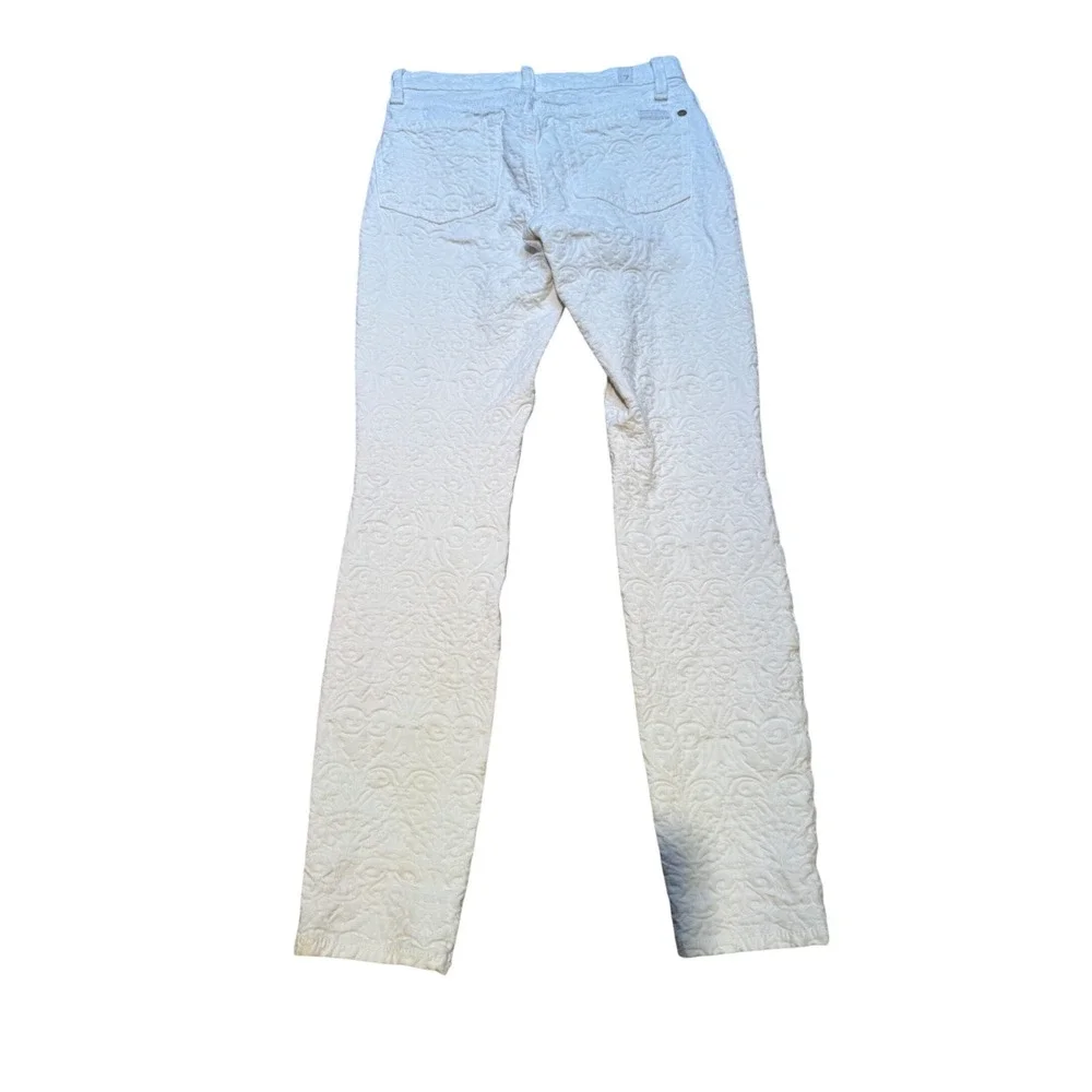 7 For All Mankind‎ White Embossed Skinny Jeans Women's Size 23 Textured Stretch